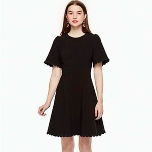 Kate Spade Black Scallop Crepe Swing Dress, Size 2, Like New